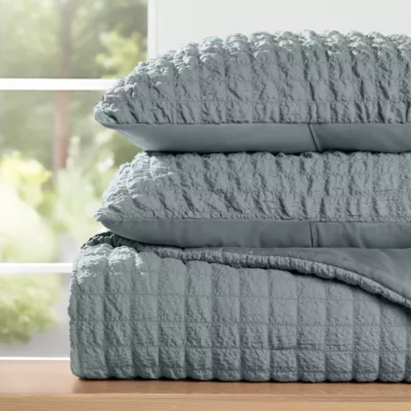Casual Comfort Textured Seersucker Down Alternative Lightweight Comforter Set