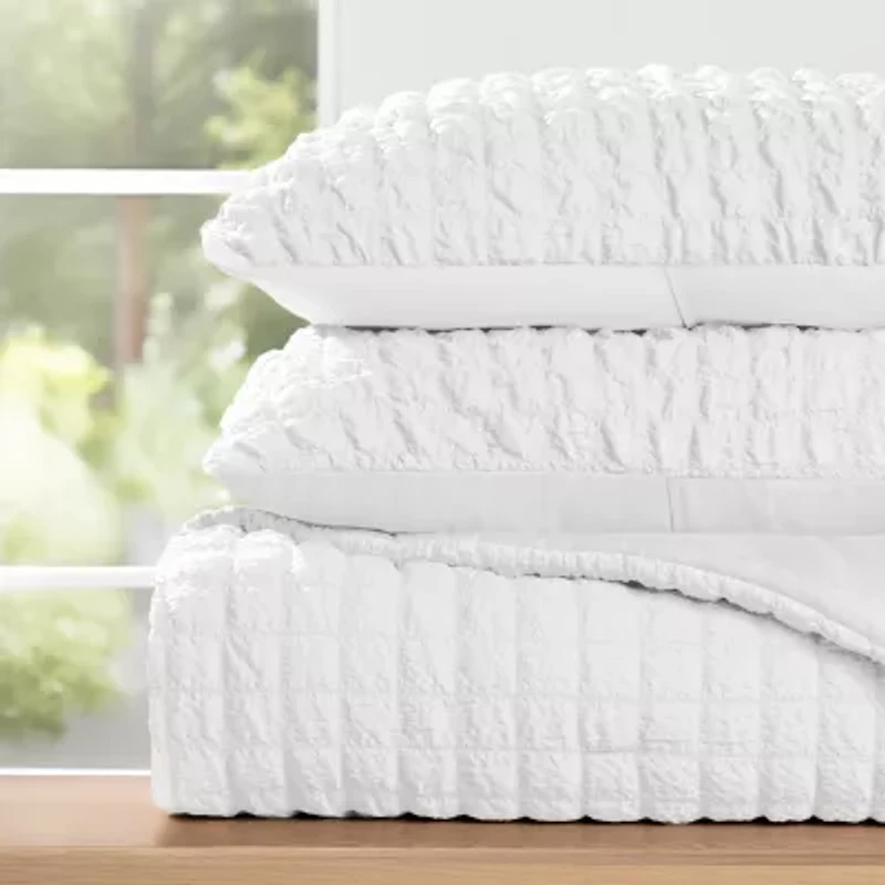 Casual Comfort Textured Seersucker Down Alternative Lightweight Comforter Set