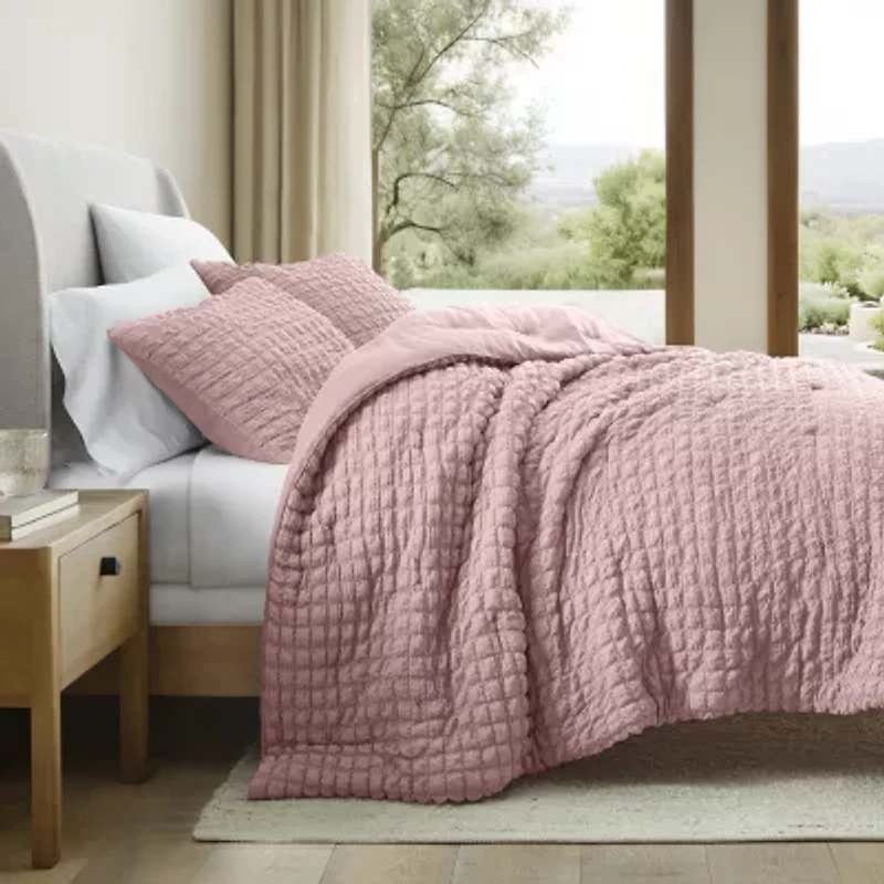 Casual Comfort Textured Seersucker Down Alternative Lightweight Comforter Set