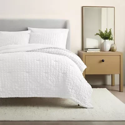 Casual Comfort Textured Seersucker Down Alternative Lightweight Comforter Set