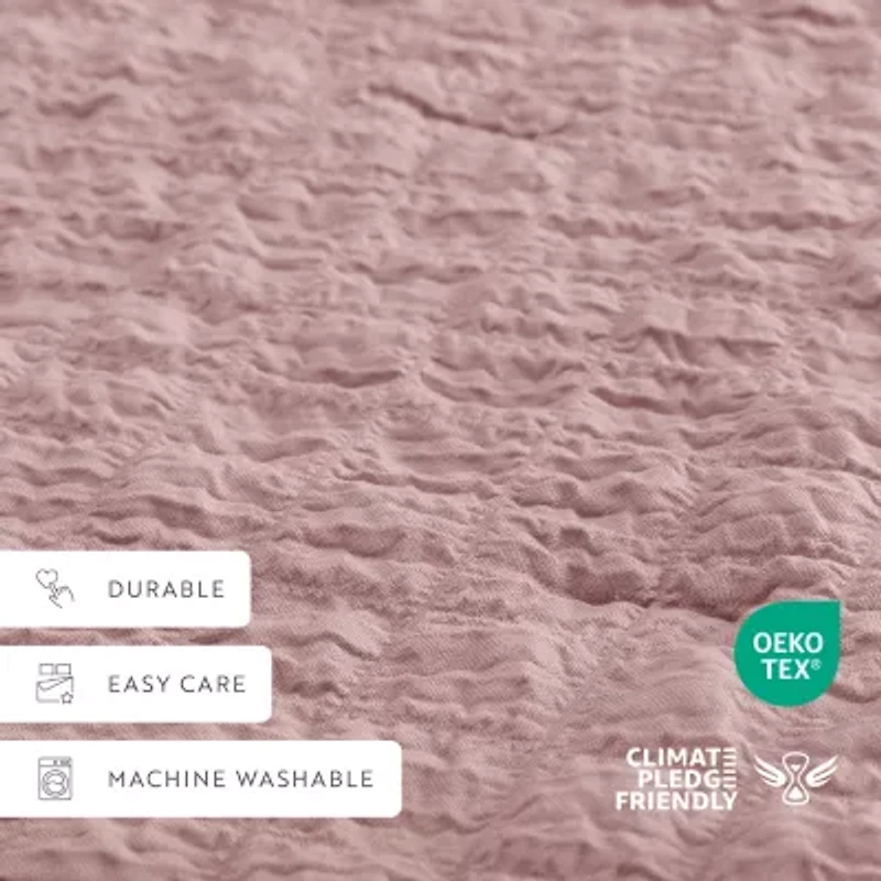 Casual Comfort Textured Seersucker Down Alternative Lightweight Comforter Set