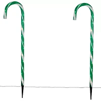 Northlight Lighted Candy Cane Pathway Markers - 28in - Green - Set Of 6 Christmas Yard Art