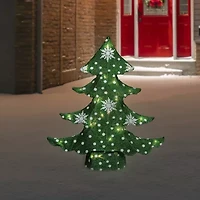 Northlight 3d Lighted Tree - 20in - Green And White - Clear Lights Christmas Yard Art
