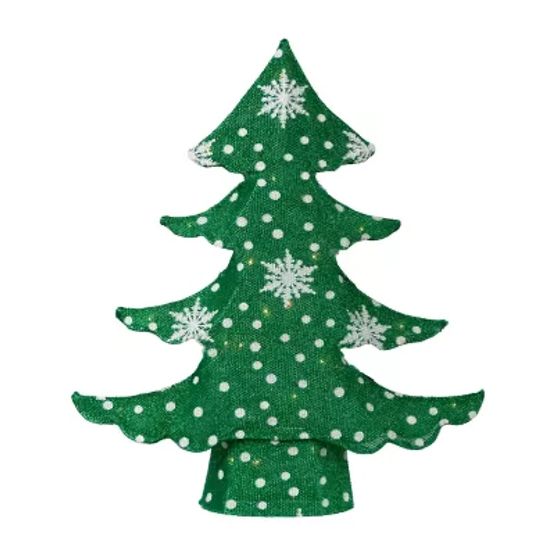 Northlight 3d Lighted Tree - 20in - Green And White - Clear Lights Christmas Yard Art