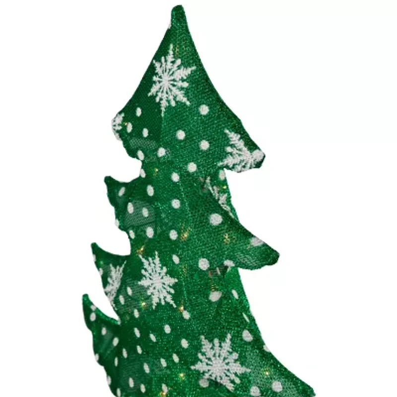 Northlight 3d Lighted Tree - 20in - Green And White - Clear Lights Christmas Yard Art