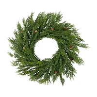 Northlight Real Touch™️ Cedar With Pinecones - 24in - Unlit Wreath
