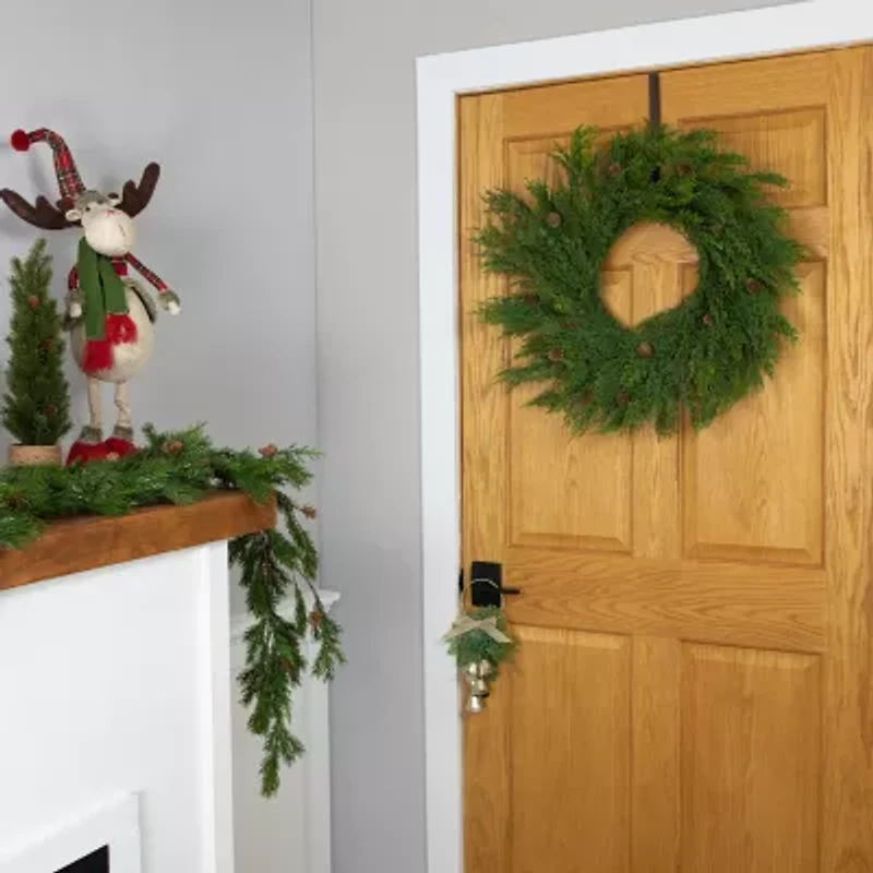Northlight Real Touch™️ Cedar With Pinecones - 24in - Unlit Wreath