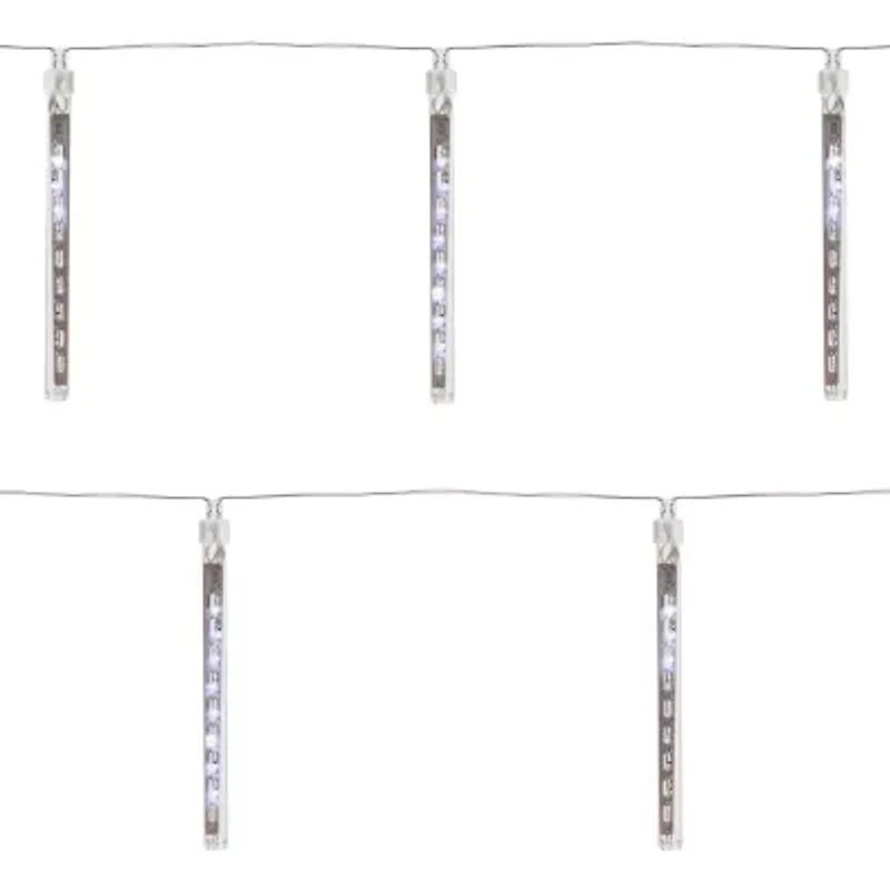 Northlight Set Of 10 White Dripping - 14.25 Ft Clear Wire Outdoor Icicle Lights