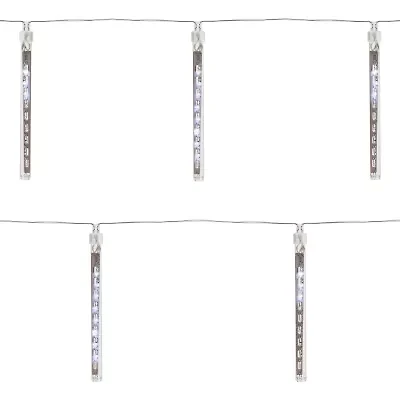 Northlight Set Of 10 White Dripping - 14.25 Ft Clear Wire Outdoor Icicle Lights