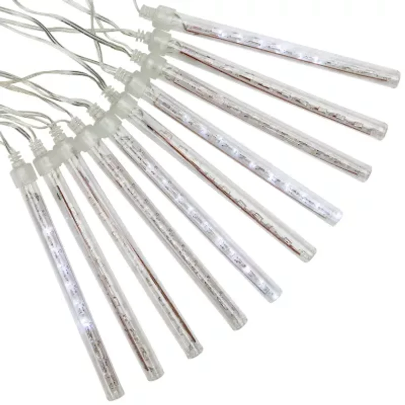 Northlight Set Of 10 White Dripping - 14.25 Ft Clear Wire Outdoor Icicle Lights