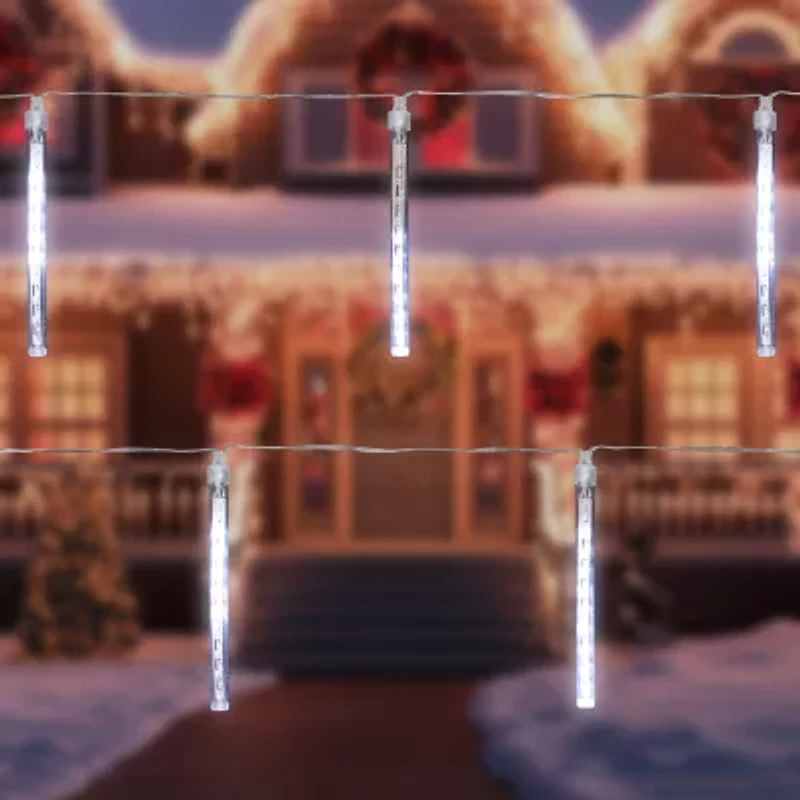 Northlight Set Of 10 White Dripping - 14.25 Ft Clear Wire Outdoor Icicle Lights