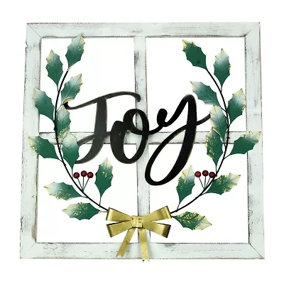 Northlight 23.75in Joy Window Frame With Holly Wall Sign