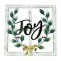Northlight 23.75in Joy Window Frame With Holly Wall Sign