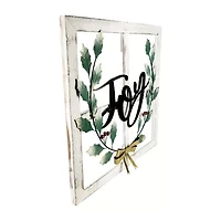 Northlight 23.75in Joy Window Frame With Holly Wall Sign