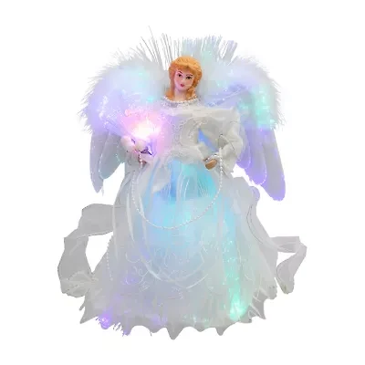Northlight Fiber Optic Color-Changing Angel With Dove - 12in - White Christmas Tree Topper