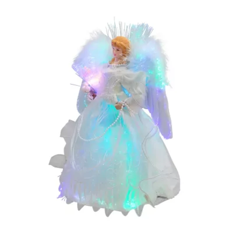 Northlight Fiber Optic Color-Changing Angel With Dove - 12in - White Christmas Tree Topper