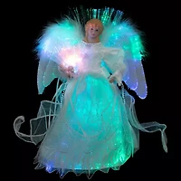 Northlight Fiber Optic Color-Changing Angel With Dove - 12in - White Christmas Tree Topper