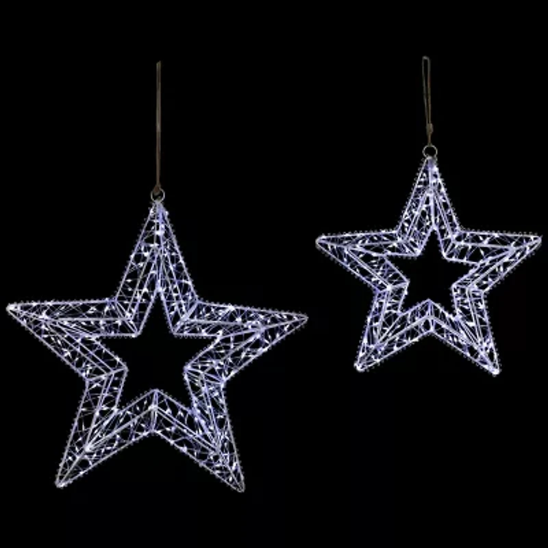 Northlight Led Lighted Stars- 18in - Set Of 2 - Cool White Lights Christmas Window Decor