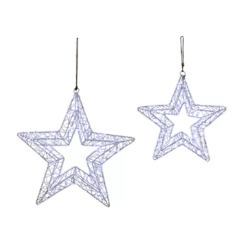Northlight Led Lighted Stars- 18in - Set Of 2 - Cool White Lights Christmas Window Decor