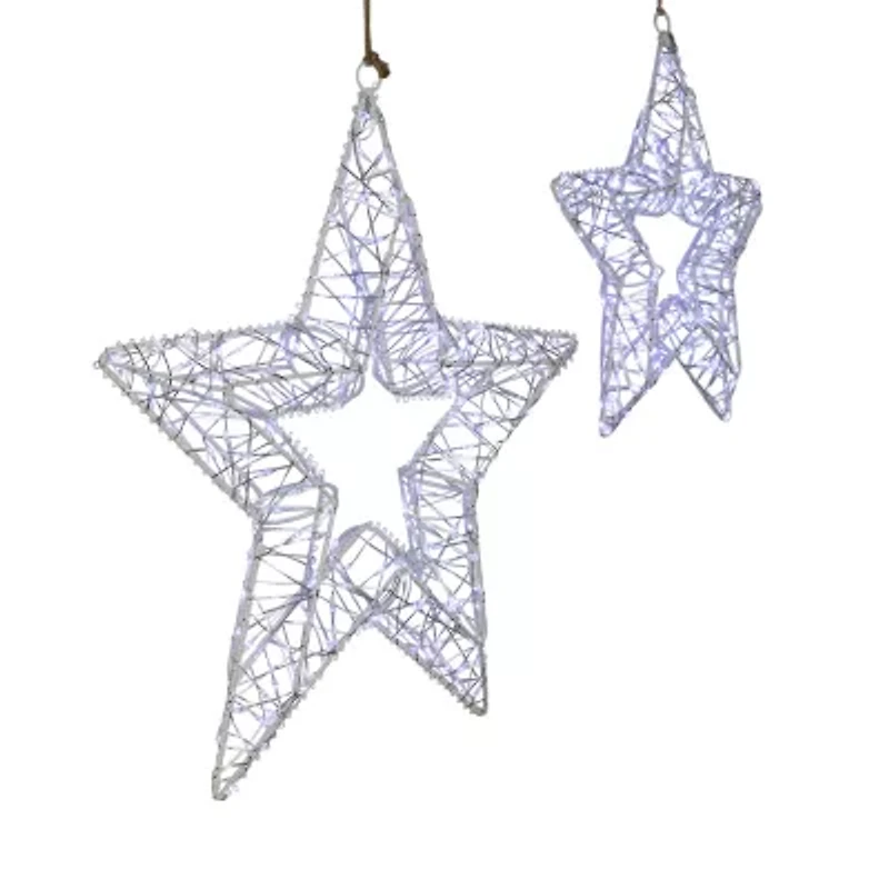 Northlight Led Lighted Stars- 18in - Set Of 2 - Cool White Lights Christmas Window Decor