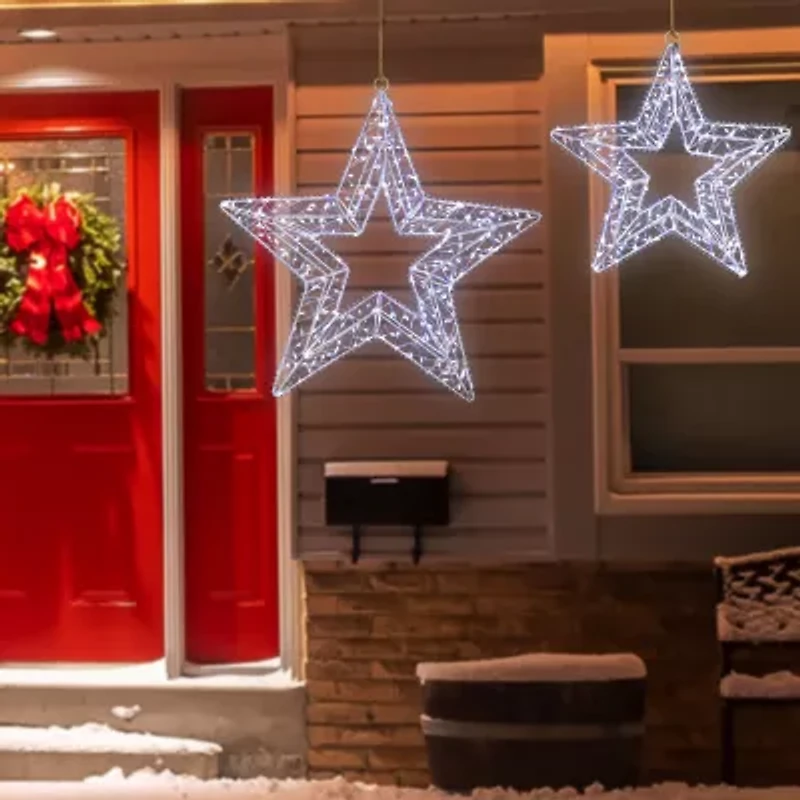 Northlight Led Lighted Stars- 18in - Set Of 2 - Cool White Lights Christmas Window Decor