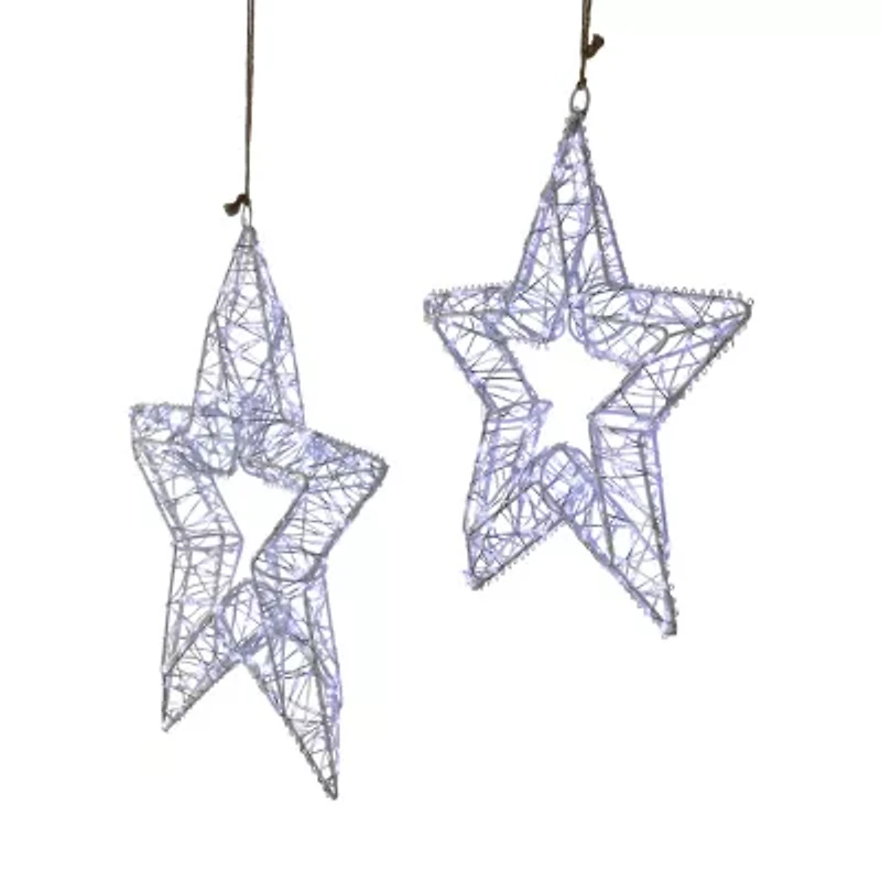 Northlight Led Lighted Stars- 18in - Set Of 2 - Cool White Lights Christmas Window Decor