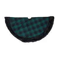 Northlight 48in Green And Black Plaid With Faux Fur Indoor Tree Skirt