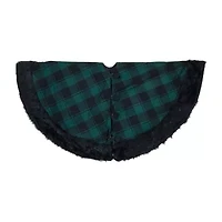 Northlight 48in Green And Black Plaid With Faux Fur Indoor Tree Skirt