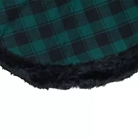 Northlight 48in Green And Black Plaid With Faux Fur Indoor Tree Skirt
