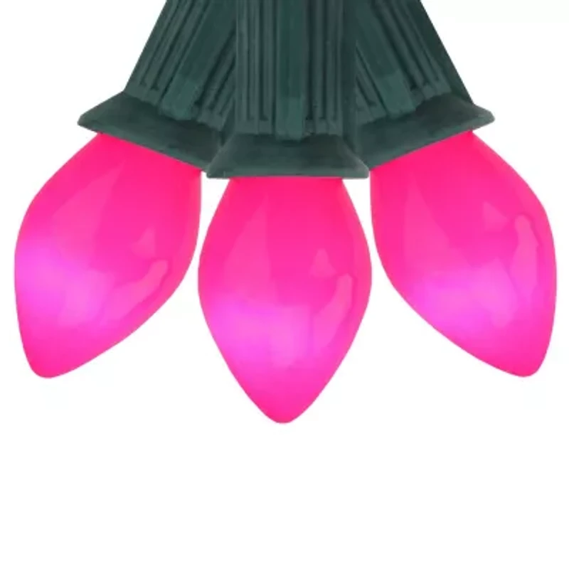 Northlight C7 - Opaque Pink - 24ft Green Wire - 25ct String Lights