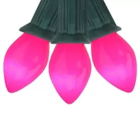 Northlight C7 - Opaque Pink - 24ft Green Wire - 25ct String Lights