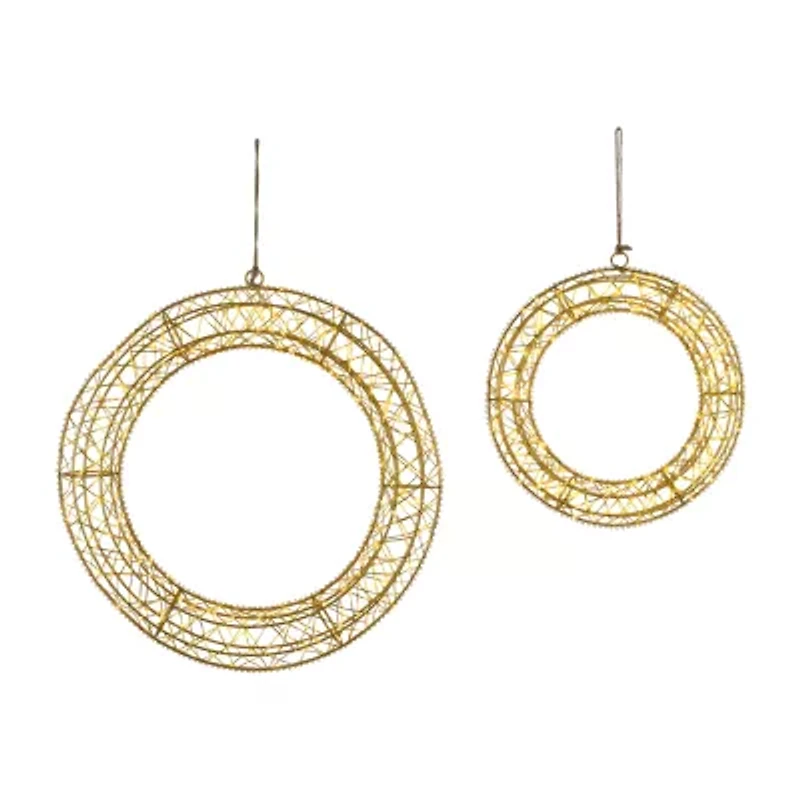Northlight Led Lighted Hanging- 18in - Set Of 2 - Gold Lights Christmas Window Decor