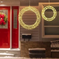 Northlight Led Lighted Hanging- 18in - Set Of 2 - Gold Lights Christmas Window Decor