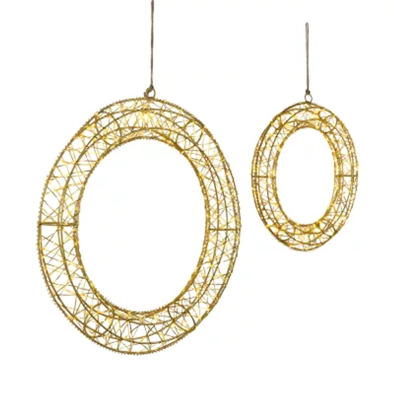 Northlight Led Lighted Hanging- 18in - Set Of 2 - Gold Lights Christmas Window Decor