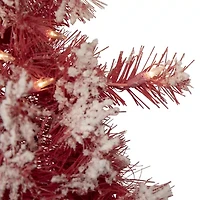 Northlight Pre-Lit Flocked - 24in - Red - Clear Lights Wreath