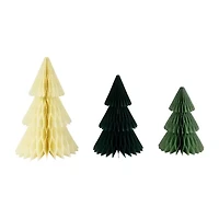 Northlight Accordion Honeycomb Foldable Paper- 15in - Green And Ivory - Set Of 3 1 Foot Christmas Tree
