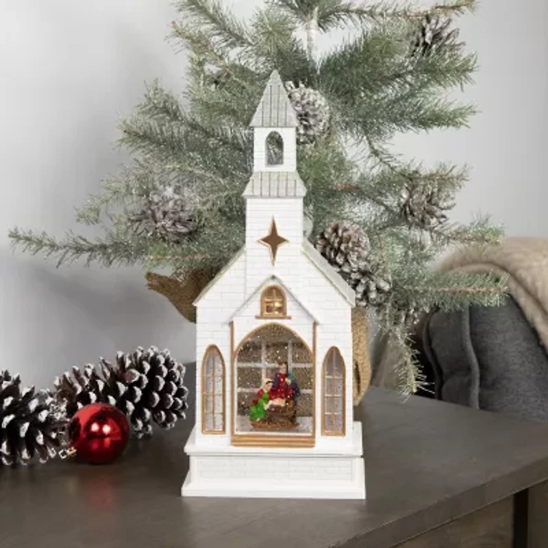 Northlight Led Lighted Holy Family Church Scene - 12in Christmas Snow Globe