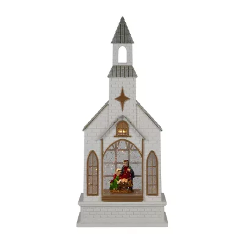 Northlight Led Lighted Holy Family Church Scene - 12in Christmas Snow Globe