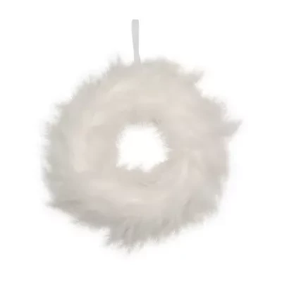 Northlight Wispy Feather - 14.5in - Unlit - Winter White Wreath