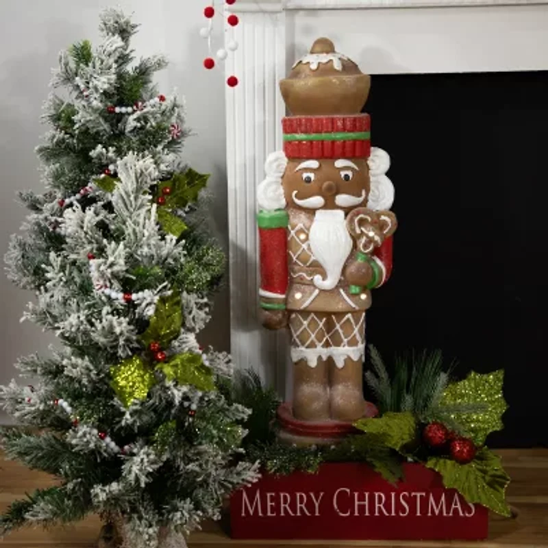Northlight 26" Led Lighted Gingerbread Ceramic Christmas Nutcracker