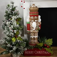 Northlight 26" Led Lighted Gingerbread Ceramic Christmas Nutcracker
