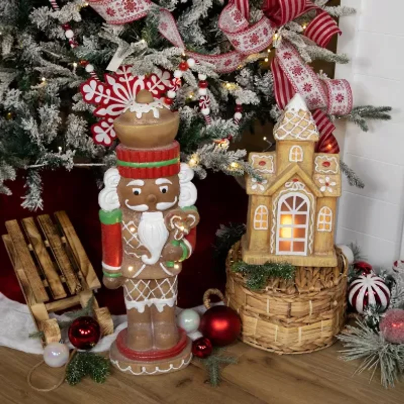 Northlight 26" Led Lighted Gingerbread Ceramic Christmas Nutcracker