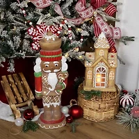 Northlight 26" Led Lighted Gingerbread Ceramic Christmas Nutcracker