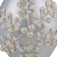 Northlight Set Of 2 Shiny Artic Blue Textured Snowflakes Finial Glass 5in Christmas Ornament