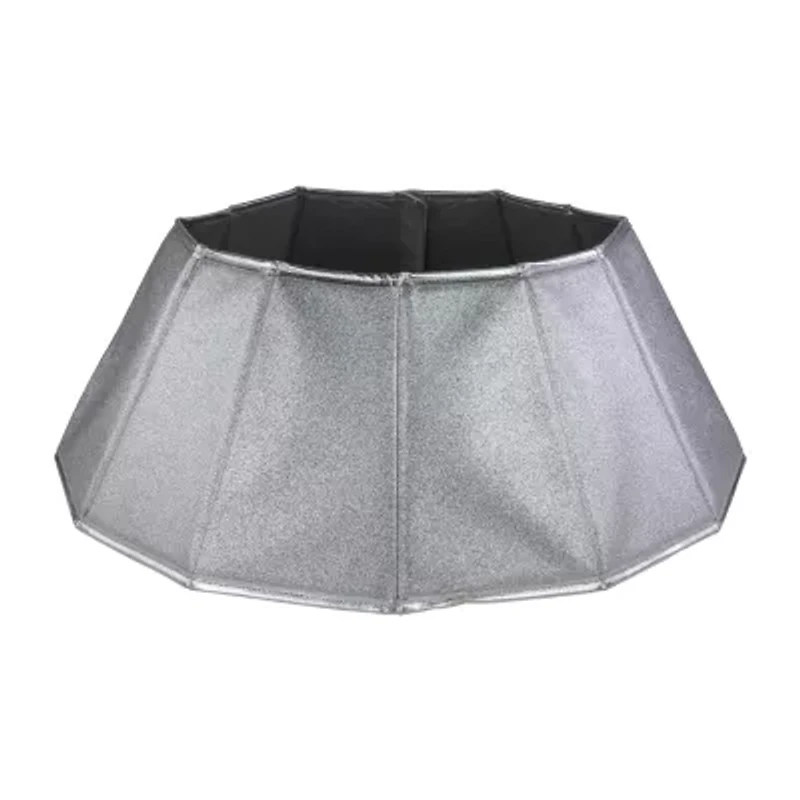 Northlight 27in Shiny Silver Fabric Hexagonal Christmas Tree Collar