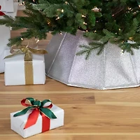 Northlight 27" Shiny Silver Fabric Hexagonal Christmas Tree Collar