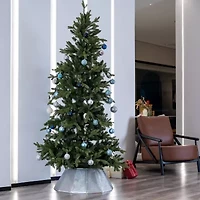Northlight 27in Shiny Silver Fabric Hexagonal Christmas Tree Collar