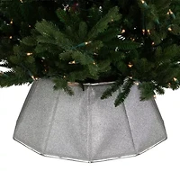 Northlight 27in Shiny Silver Fabric Hexagonal Christmas Tree Collar