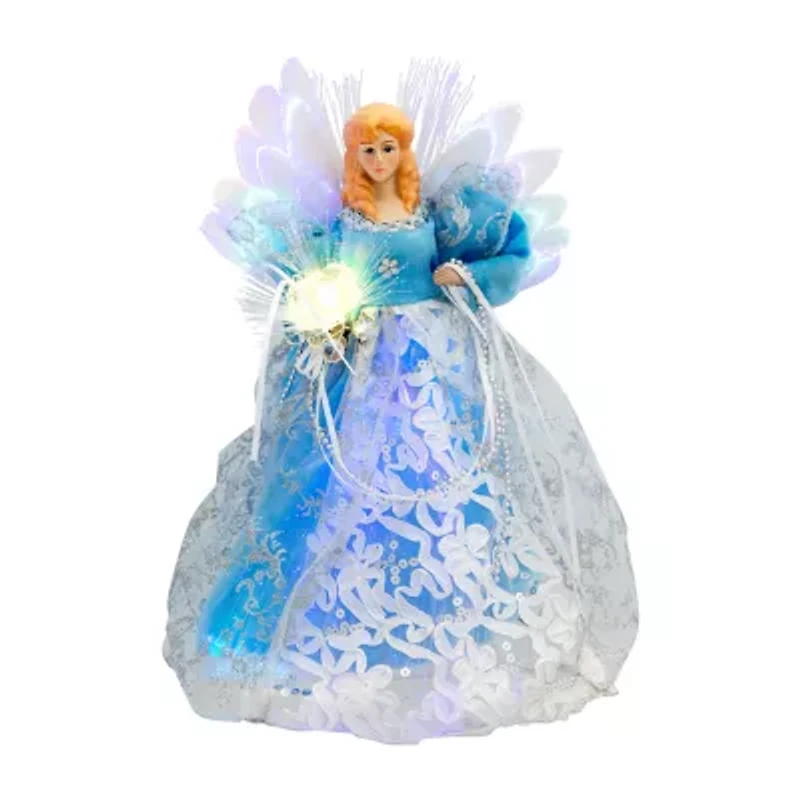 Northlight Lighted Fiber Optic Angel - 12in - Blue And White Christmas Tree Topper