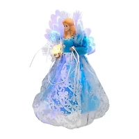 Northlight Lighted Fiber Optic Angel - 12in - Blue And White Christmas Tree Topper